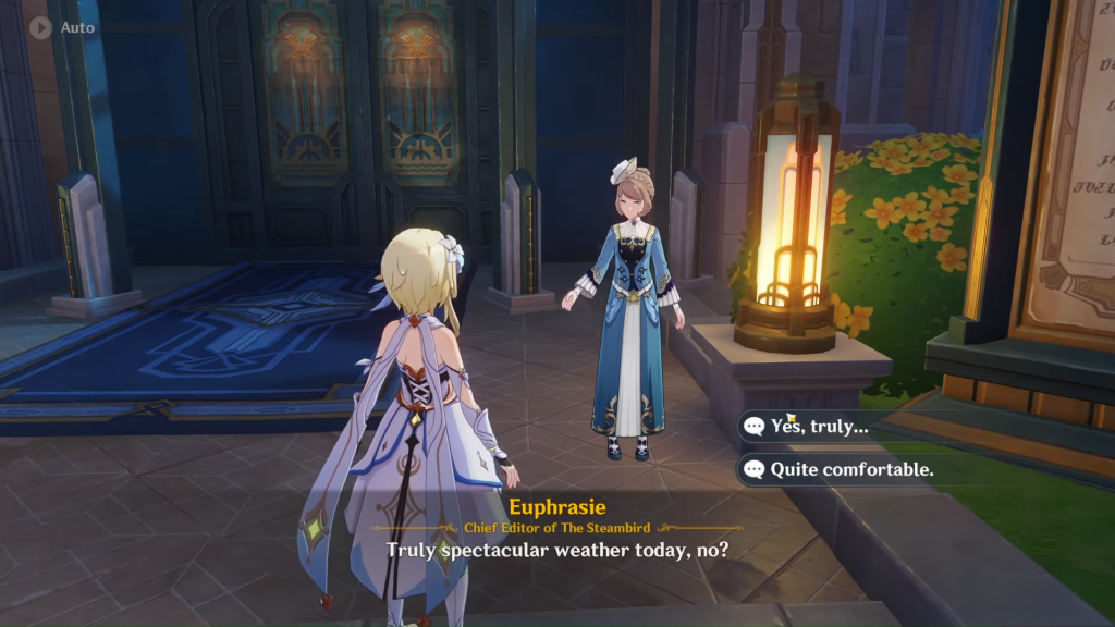 Talk to Euphrasie to unlock Fontaine Reputation System. (Picture: HoYoverse)