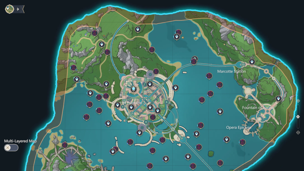 Genshin Impact Fontaine Time Trial Challenges Locations. (Picture: HoYoverse)