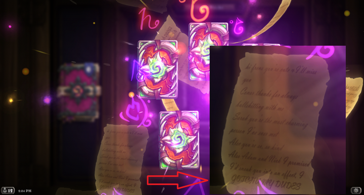 There is a letter hidden within Scholomance Academy Hearthstone packs