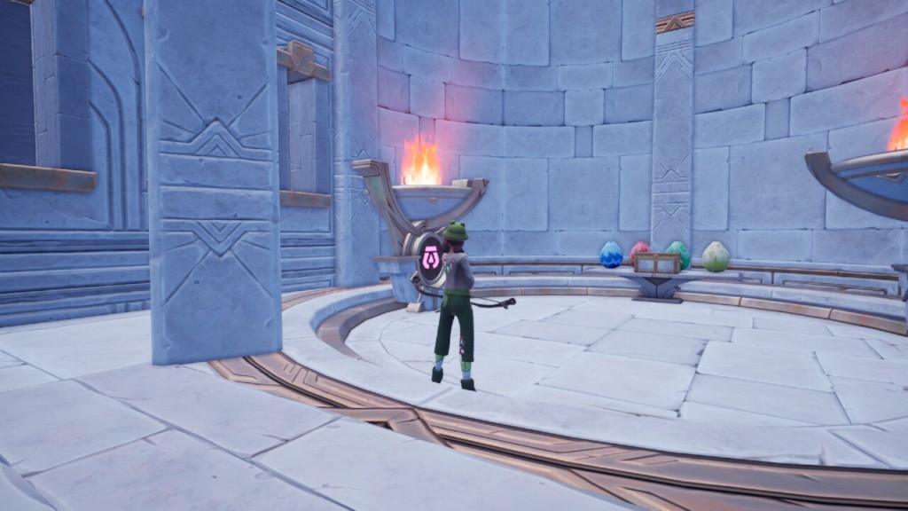 Aim and shoot an arrow at the fourth brazier to solve the Silverwing Egg puzzle. (Picture: Singularity 6 / Ashleigh Klein)