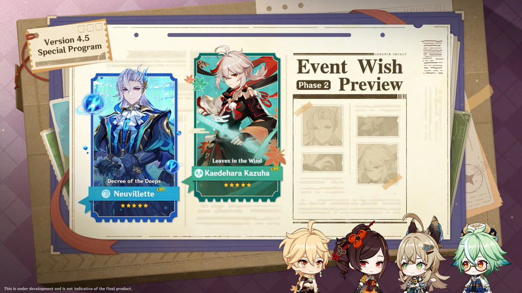 Neuvillette and Kazuha are returning for the Event Wishes during the second phase. (Picture: HoYoverse)