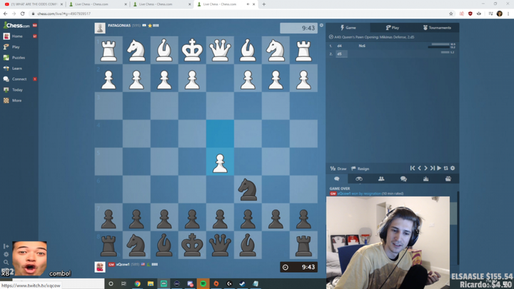 Twitch streamer xQc gets trolled by Chess game giving him Grandmaster rank