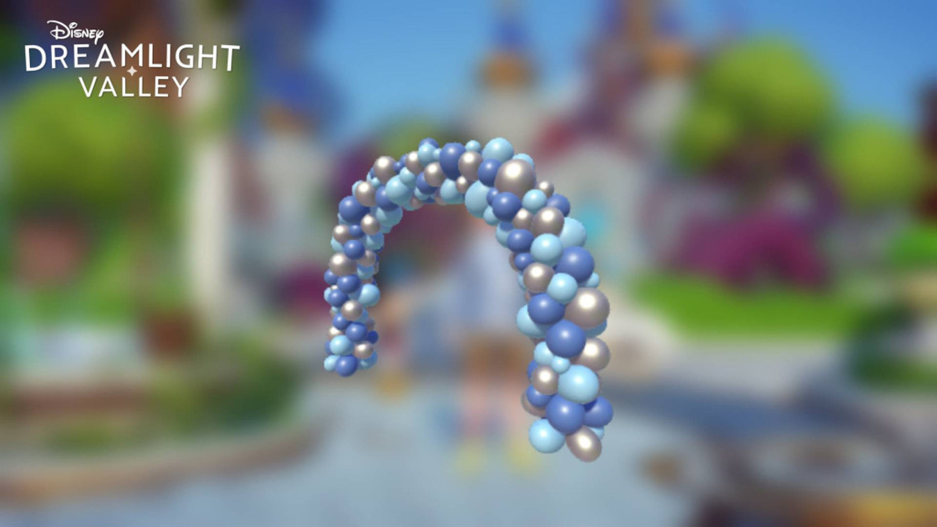 How To Make A Blue & Silver Balloon Arch In Dreamlight Valley