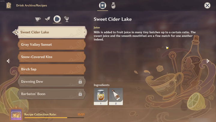 Genshin Impact - How to make Sweet Cider Lake and its recipe