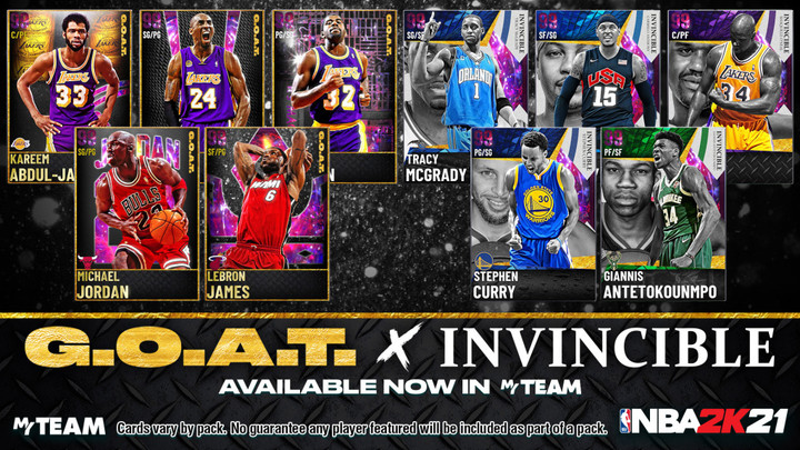 NBA 2K21 MyTeam: Limited Edition G.O.A.T. X Invincible Packs and Boxes