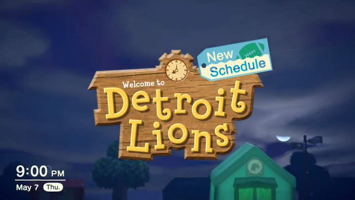 NFL's Detroit Lions reveal their 2020 schedule through Animal Crossing: New Horizons