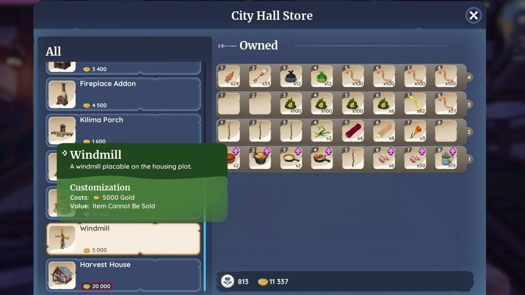 Players can buy more Windmills at the City Hall Store after completing the Housing Expansion II Accomplishment. (Picture: Singularity 6 / Ashleigh Klein)