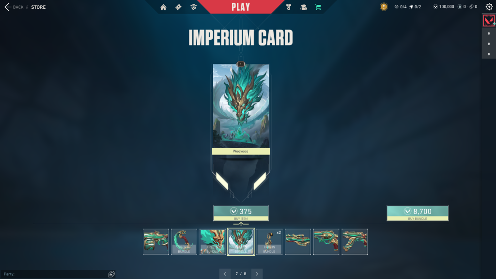 Imperium Playercard in Valorant. (Picture: Riot Games/GINX)