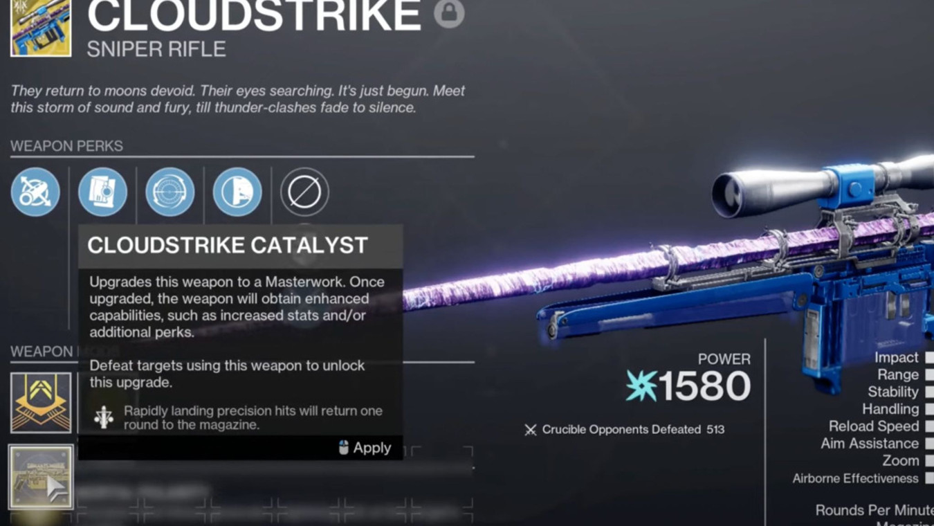 How To Get The Cloudstrike Catalyst In Destiny 2