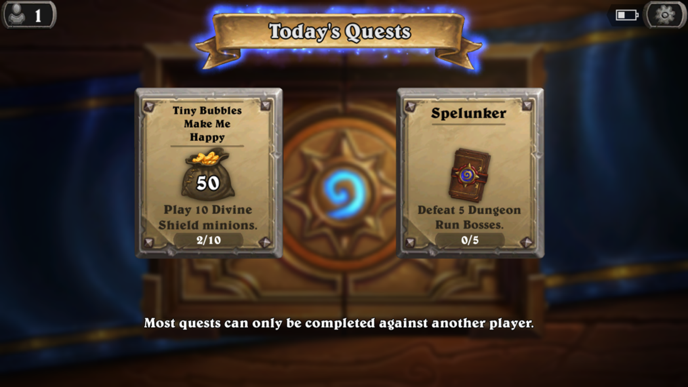 Hearthstone patch 17.0 changed daily quests to 50%/50% split between 50g and 60g