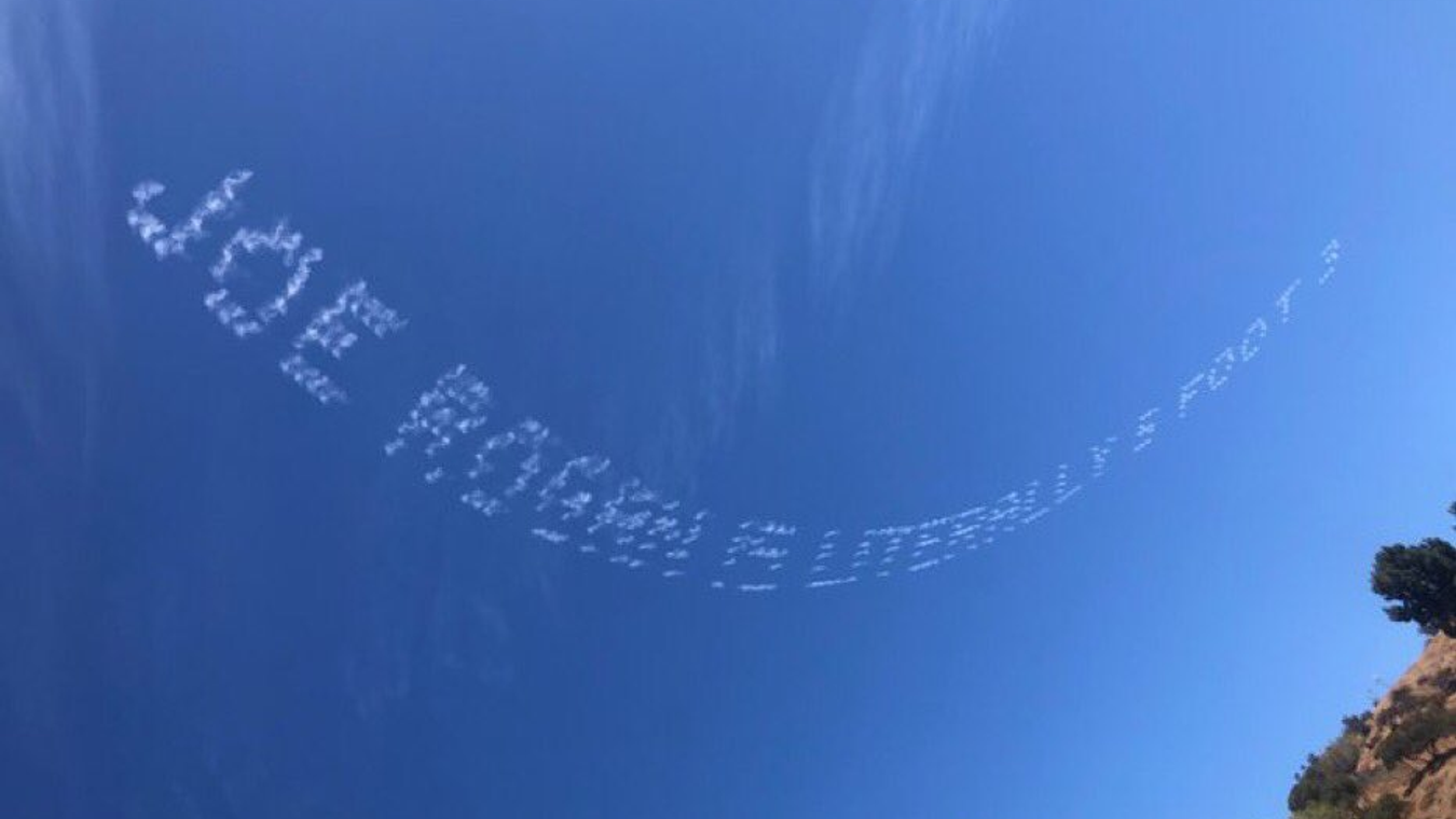 Joe Rogan receives low blow from skywriting marriage proposal