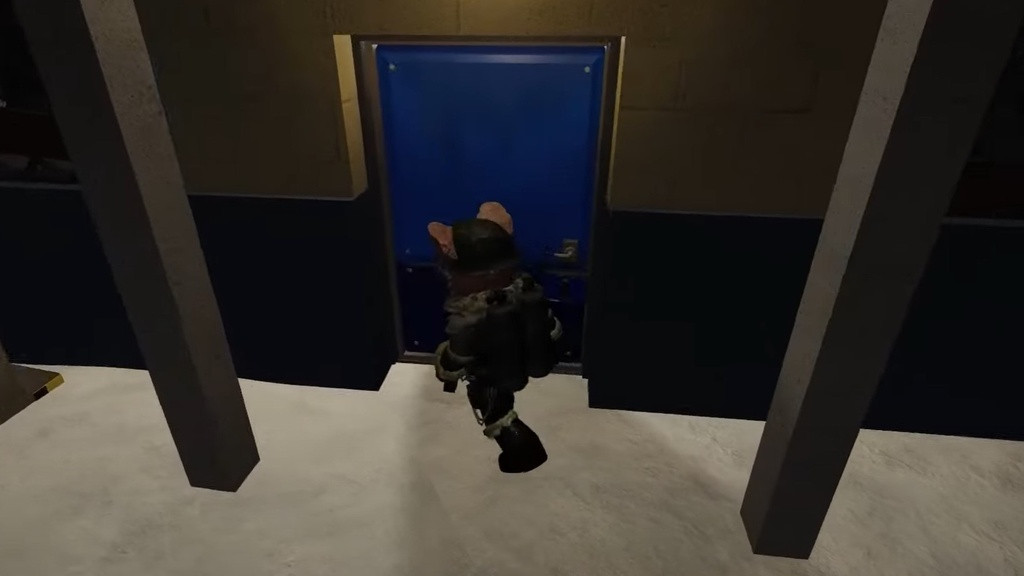 Use the Blue Key to unlock the blue door to the barracks.
