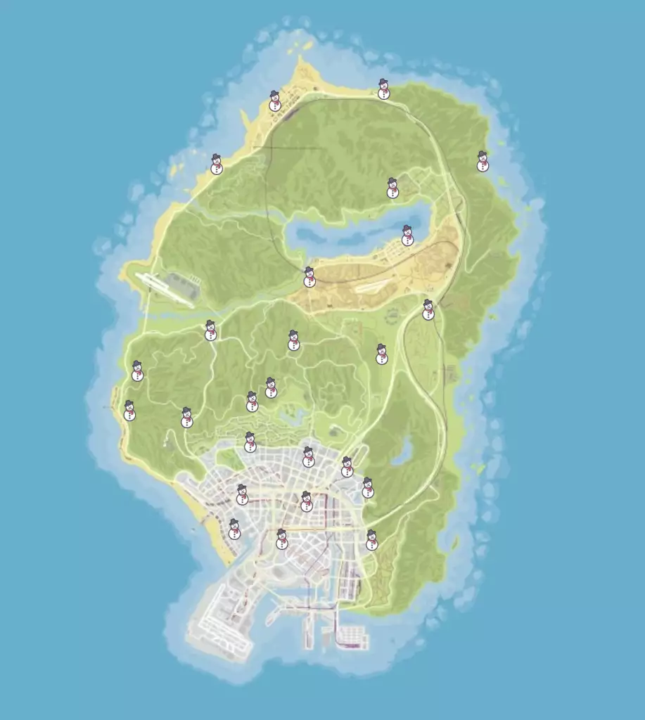 GTA Online Snowman Locations On A Map