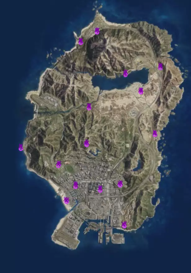 GTA Online G's Cache Map Locations