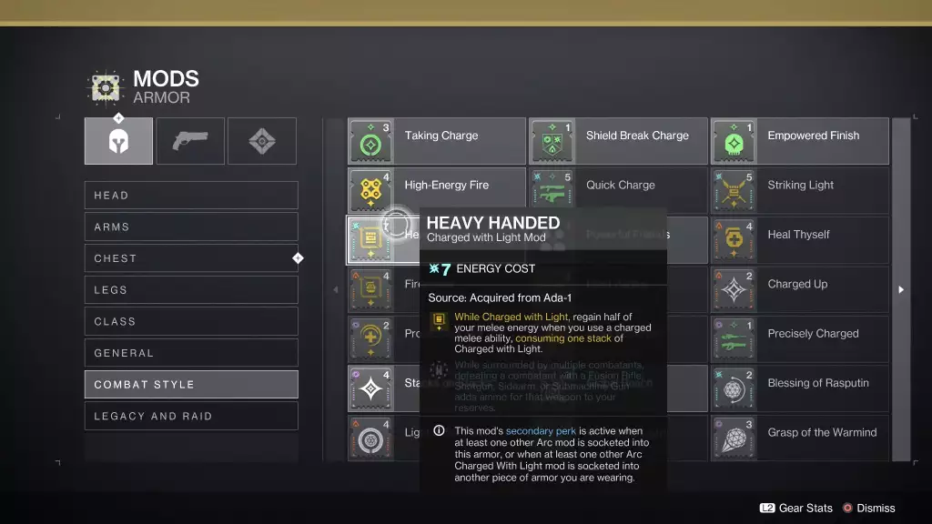 destiny 2 arc charged with light mods