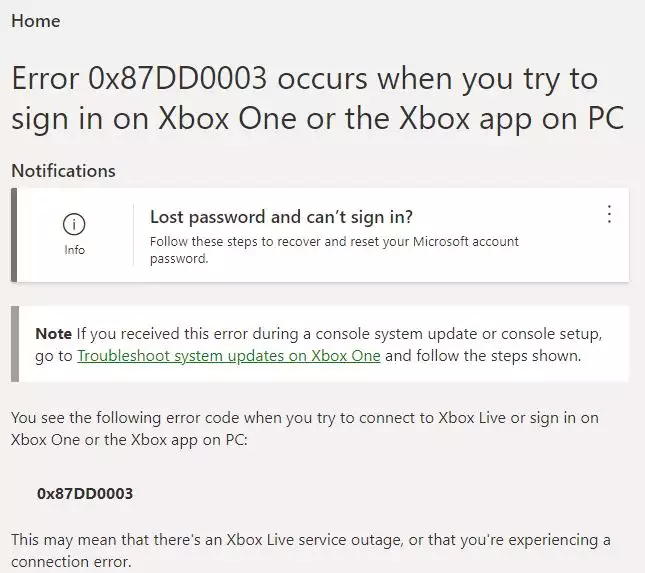 Xbox Log In error 