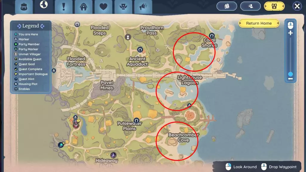 palia resources guide shells how to get how to find map locations bahari bay coral shores lighthouse lagoon beachcomber cove
