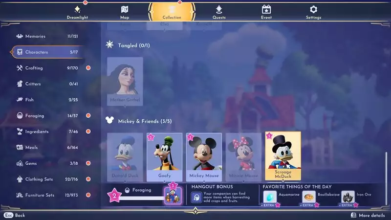 Friendship Level Increase Guide Disney Dreamlight Valley check daily for friends most wanted items and cook for them