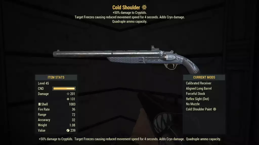 Cold Shoulder Shotgun Fallout 76
