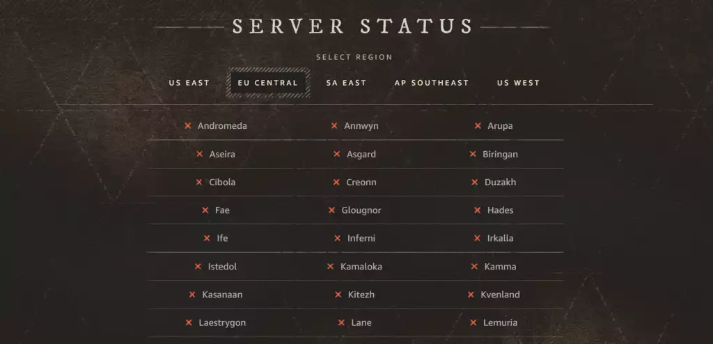 New World servers down server status how to check connection issues