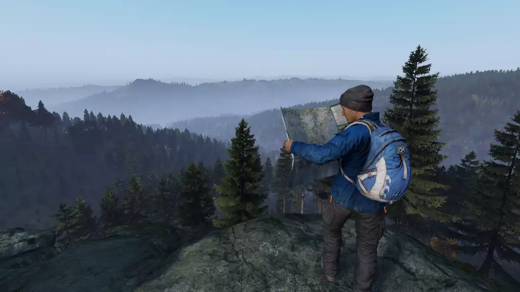 DayZ player looking at map