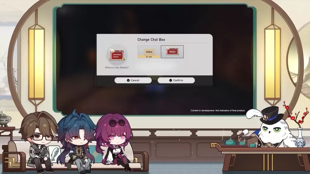 Chat boxes in Honkai: Star Rail 1.2 update. 