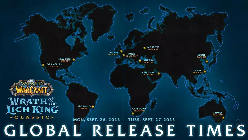 wow world of warcraft wrath of the lich king wotlk classic launch time date regions america europe korea australia blizzard