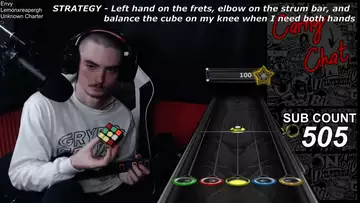 Twitch streamer Full Combos one of Guitar Hero's hardest songs while solving a Rubik's cube