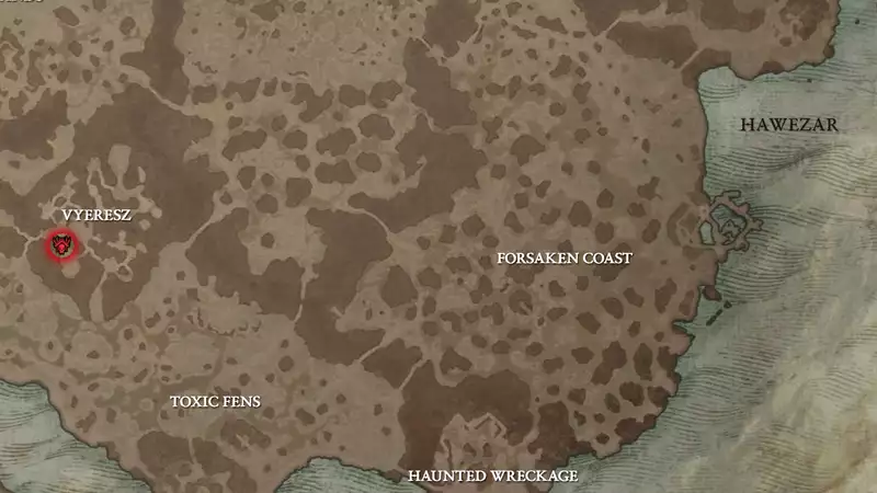 Diablo 4 Vyeresz Stronghold location