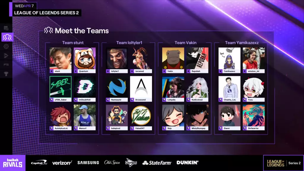 Twitch Rivals League of Legends Series 2 teams players