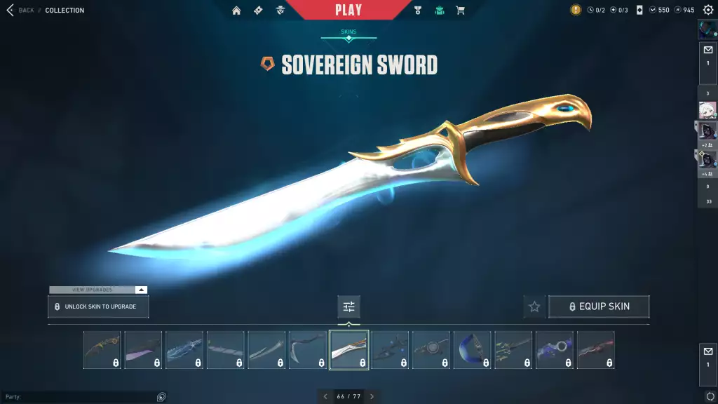 Sovereign Sword Skin in Valorant.