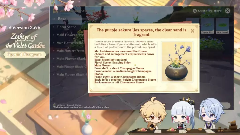 genshin impact 2.6 update events hues of the violet garden the floral courtyard ikebana