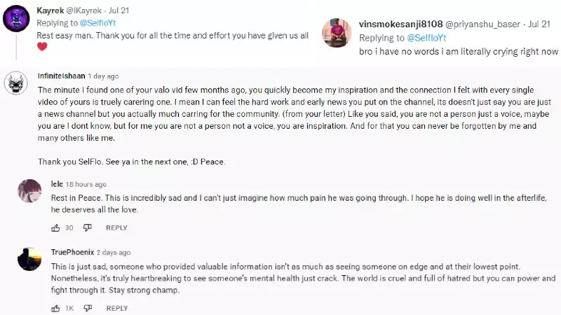 valorant youtube creator SeLFLo dies suicide community mourns the loss of their favorite content creator