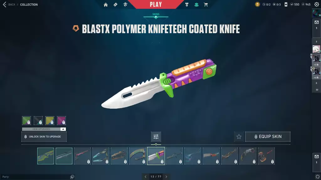 BlastX Polymer Knifetech Coated Knife Skin in Valorant.