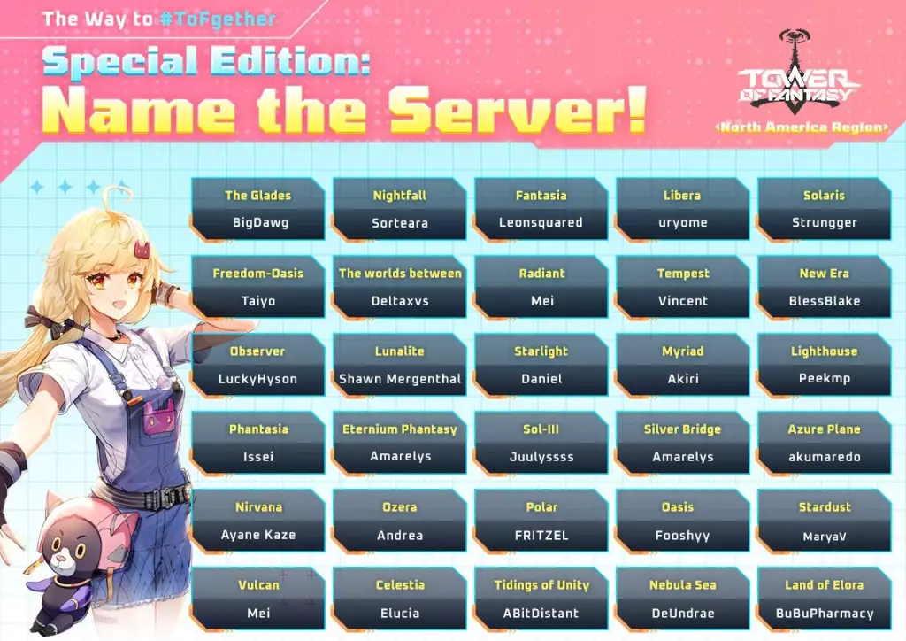 North America servers in Tower of Fantasy. 