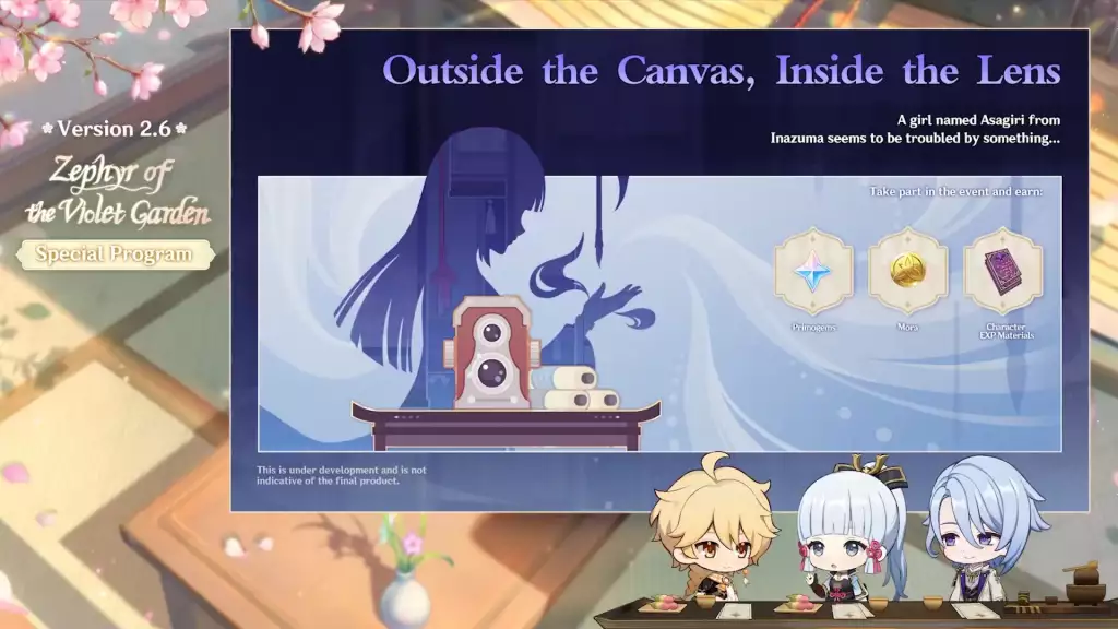 genshin impact 2.6 update events outside the canvas inside the lens inazuma artist