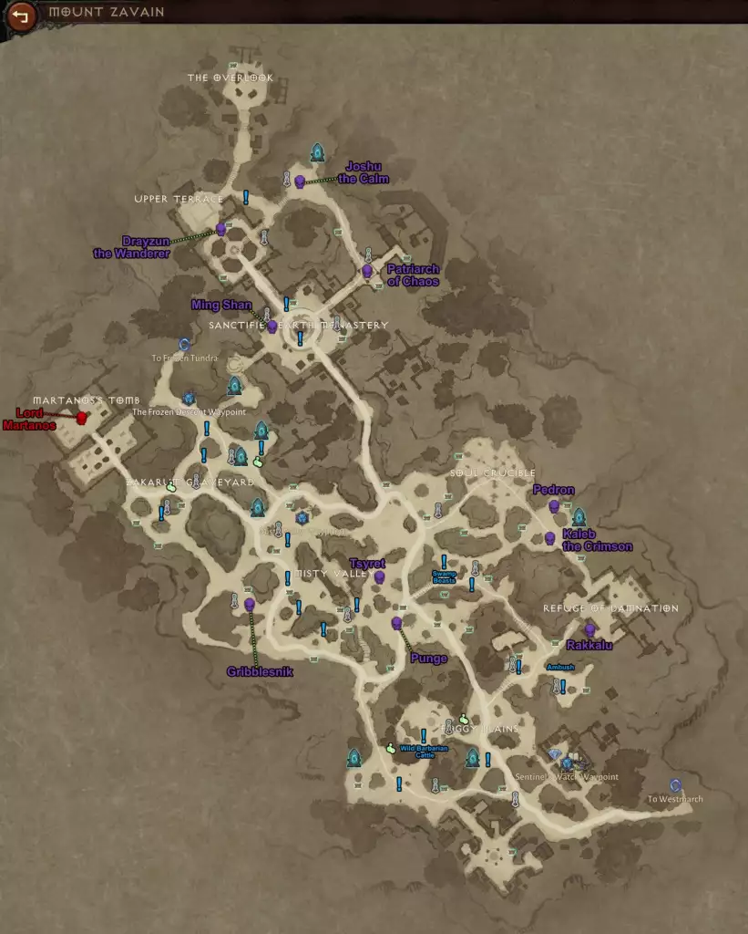 Diablo Immortal Mount Zavain map region