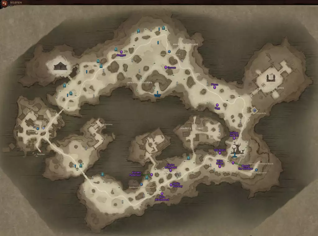 Diablo Immortal Bilefen map region