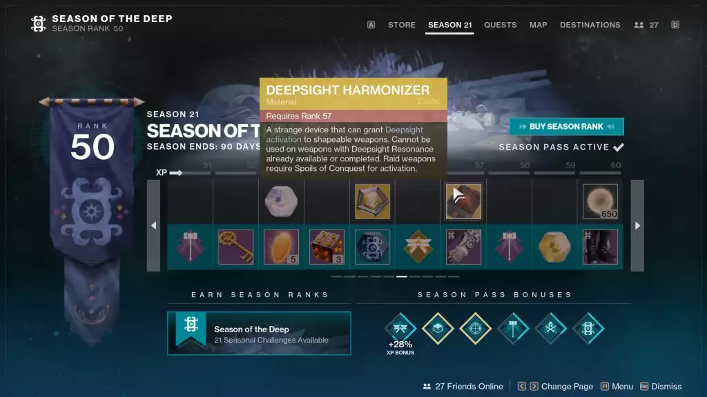 Deepsight Harmonizer can be obtained through current Season Pass