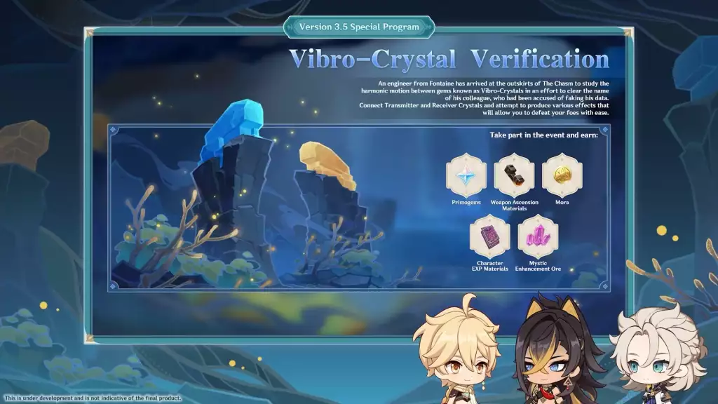 Vibro-Crystal Verification event in Genshin Impact.