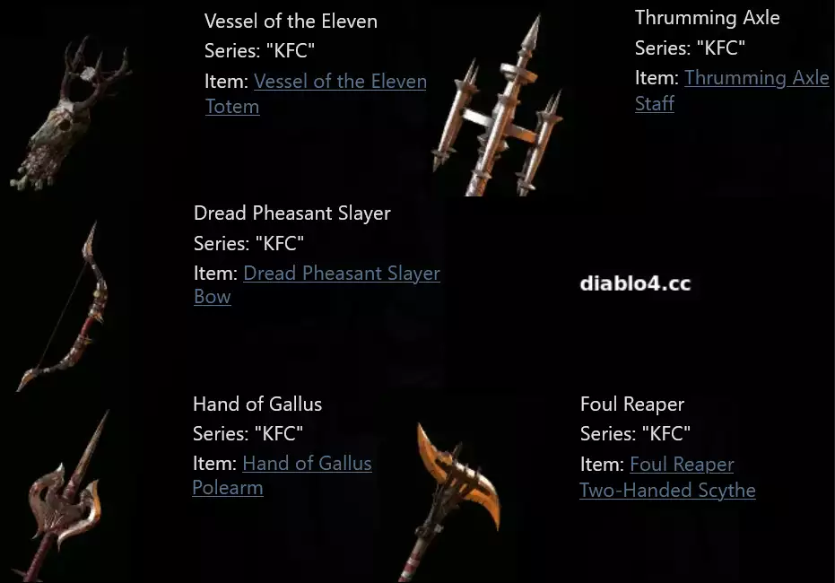 Diablo 4 KFC Promo Rewards and items