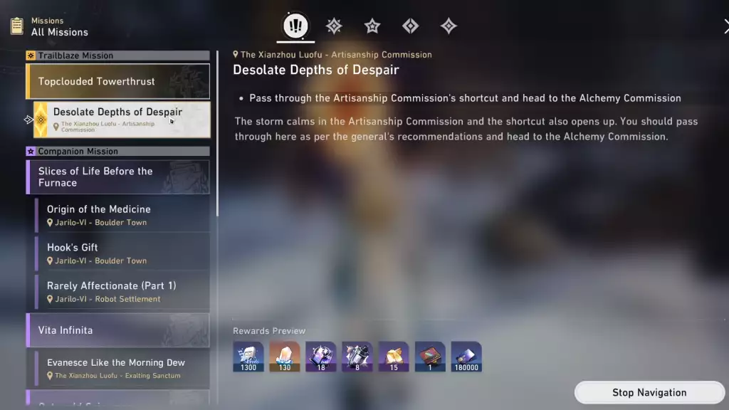Desolate Depths of Despair is the first subquest that you will have to complete. 