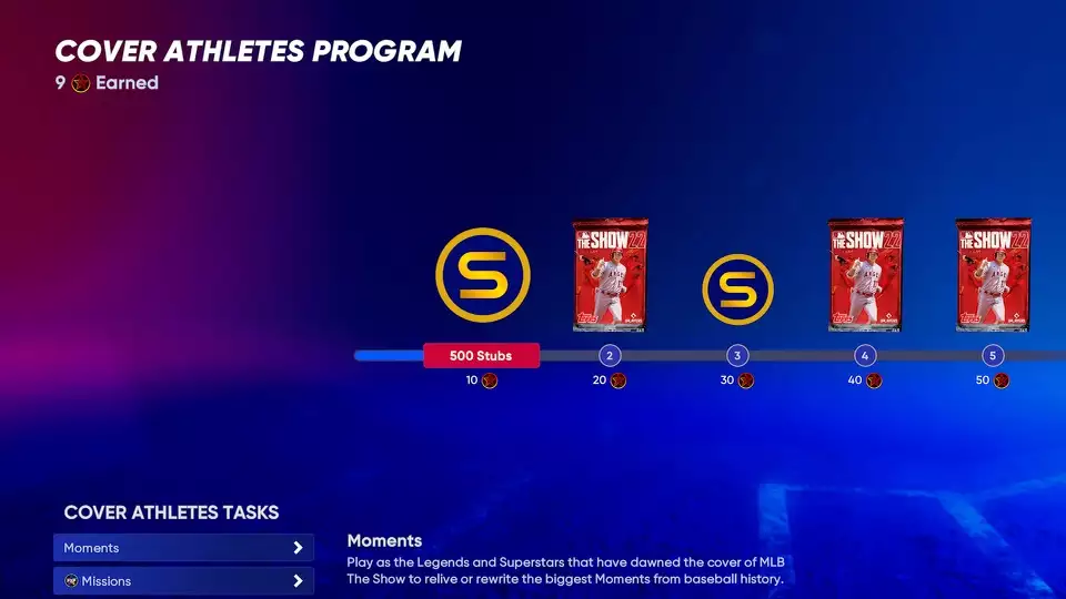 MLB The Show 22 Cover Athletes Program Rewards Track page 1