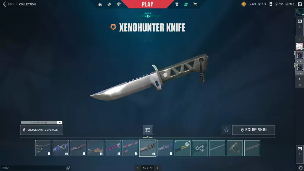 Xenohunter Knife Skin in Valorant.