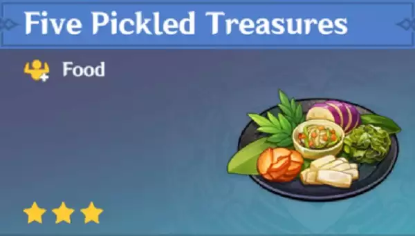Five Pickled treasures recipe how to get genshin impact 2.3 cooking food effects ingredients