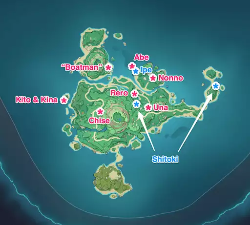Genshin Impact Ghost locations tsurumi island