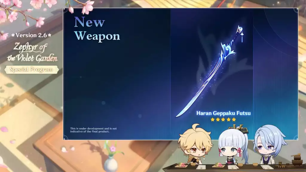 genshin impact 2.6 update new weapon haran geppaku futsu epitome incation weapon banner