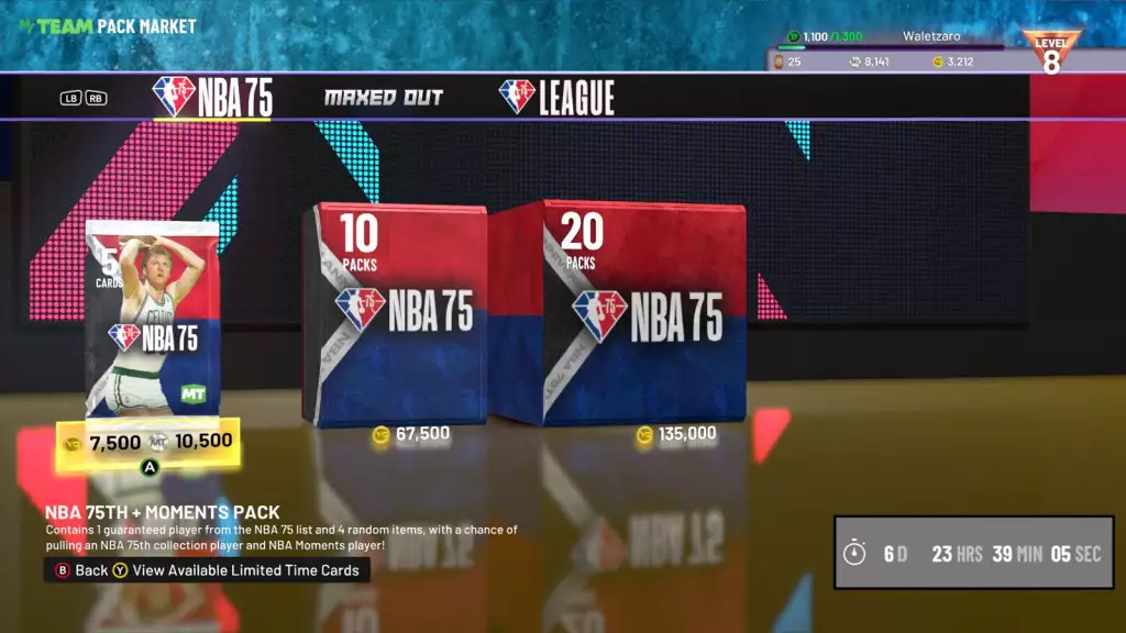 NBA 2K22 NBA75 Pack Market 