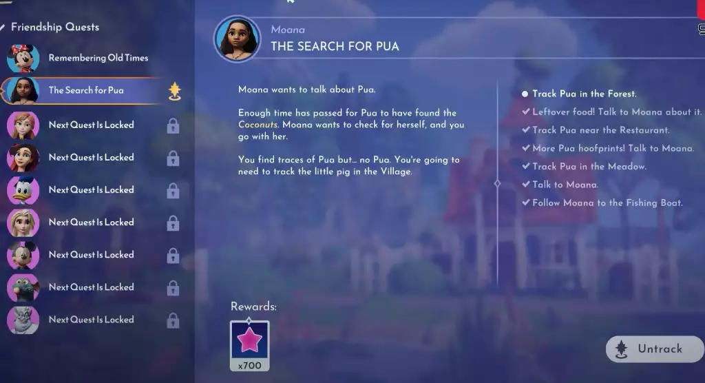 disney dreamlight valley how to get pua as a pet the search for pua moana friendship quest