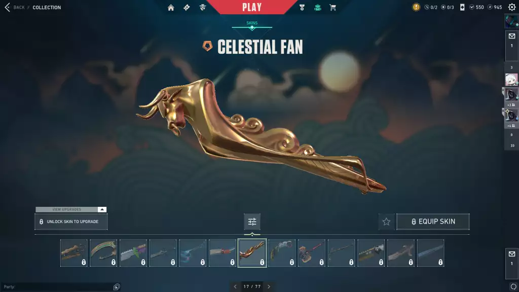 Celestial Fan Skin in Valorant.